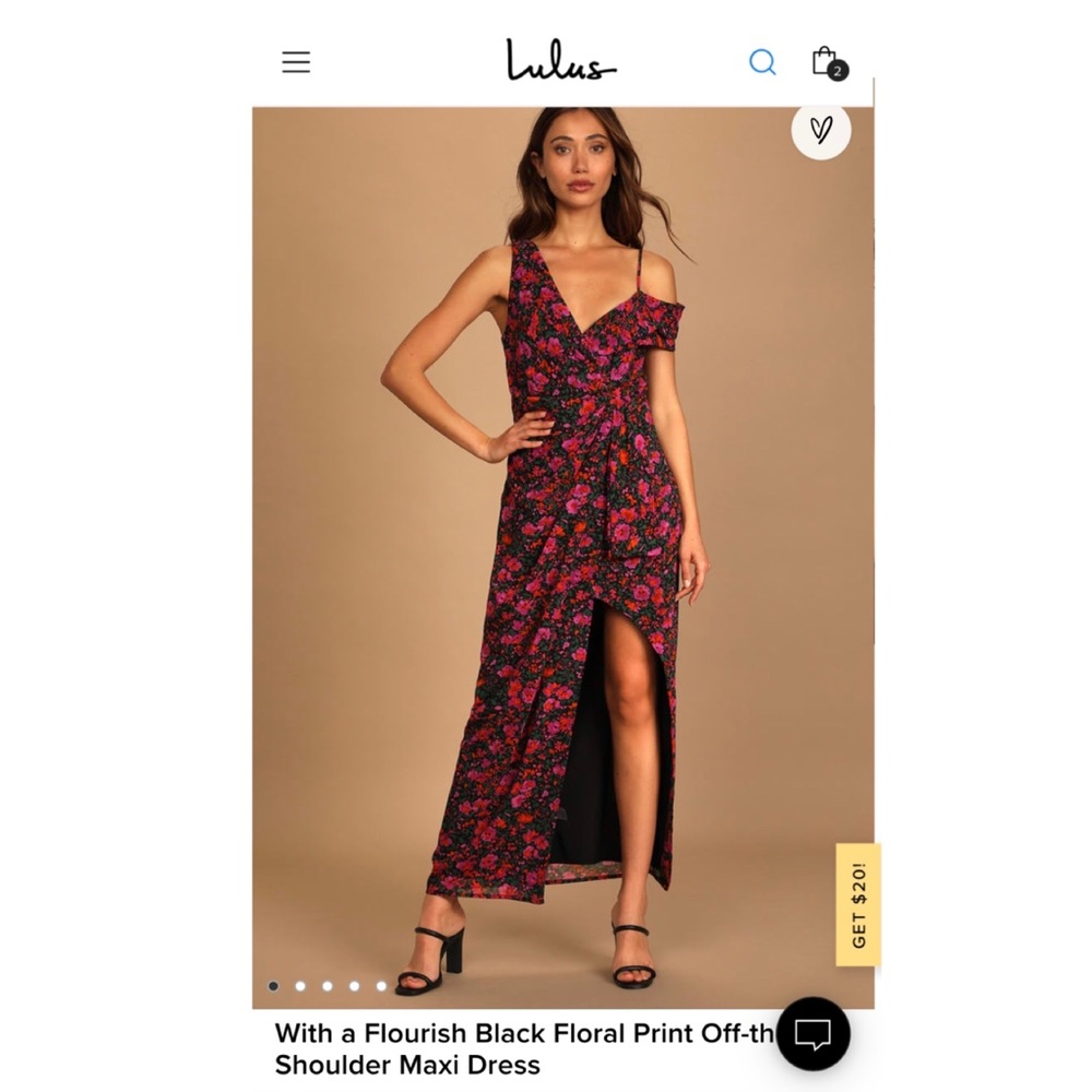 With a Flourish Black Floral Print Off-the-Shoulder Maxi Dress